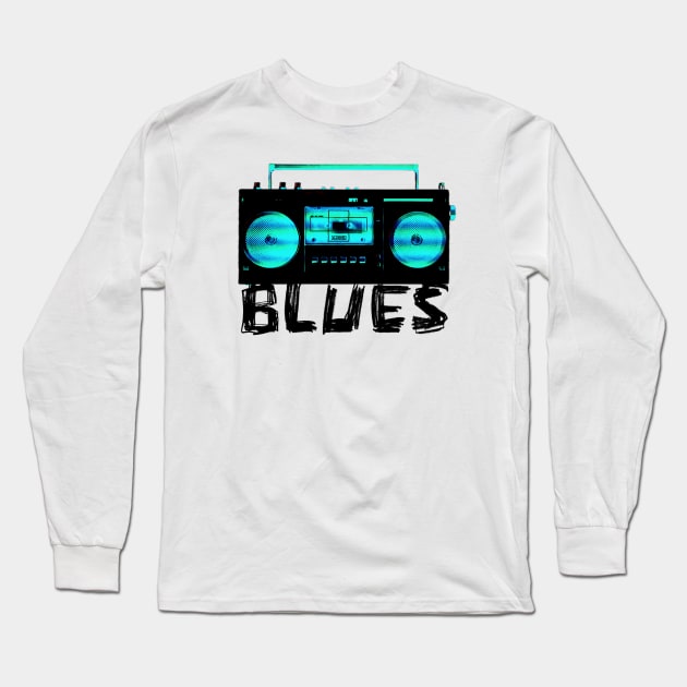 Blues Rock Radio for Blues Music Long Sleeve T-Shirt by badlydrawnbabe